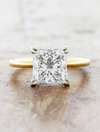 caption:Shown with 2.6ct princess cut diamond in mixed 14k yellow gold & platinum