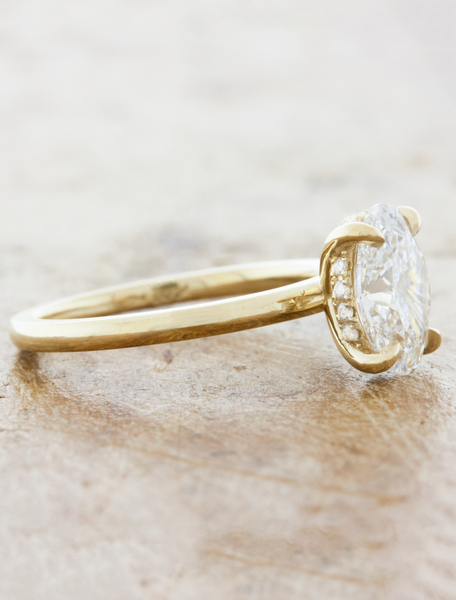 Zilli: Oval Simple Solitaire with Hidden Halo in 14k Yellow Gold