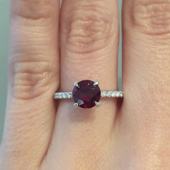caption:Shown with 1ct ruby, round cut diamond