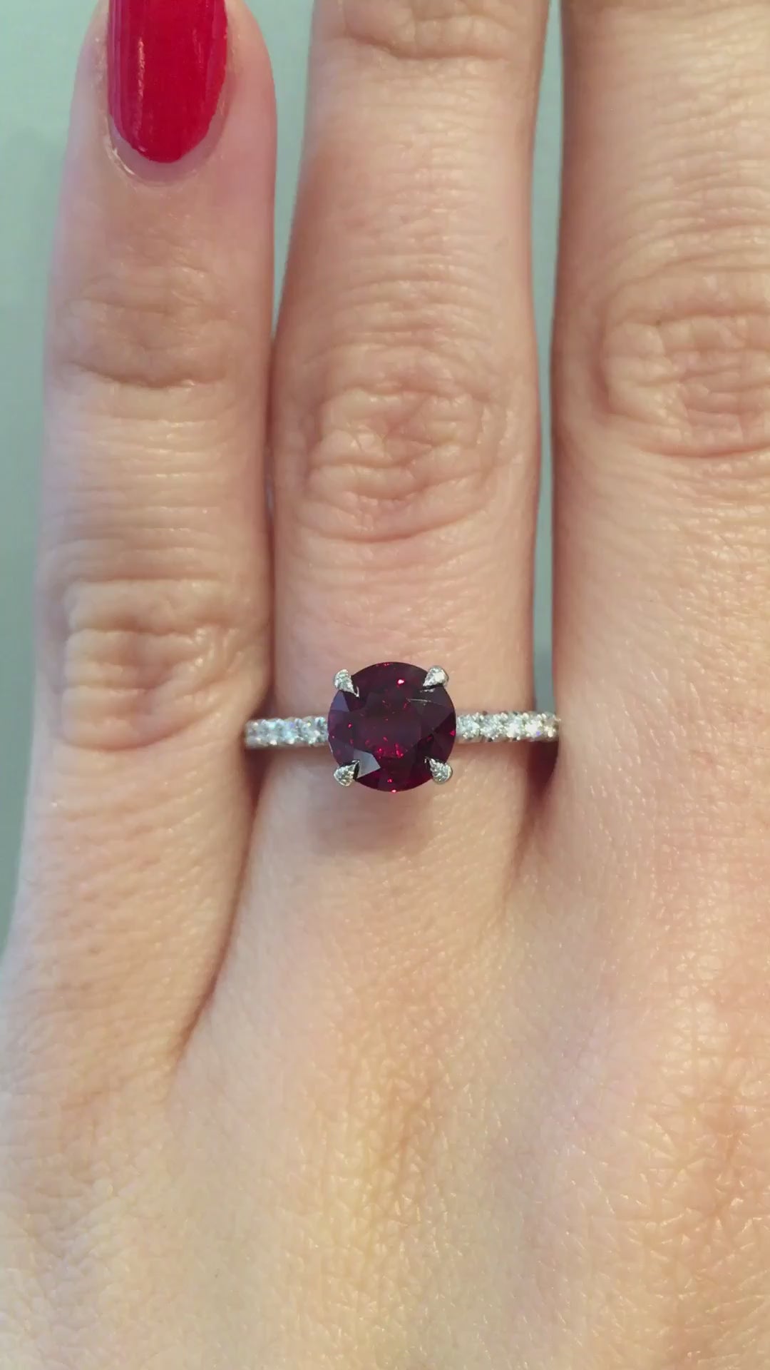 caption:Shown with 1ct ruby, round cut diamond