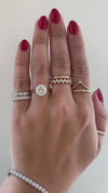 caption:Shown with 3ct round in 14k yellow gold