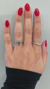 caption:Shown with 0.89ct round Montana sapphire in 14k white gold