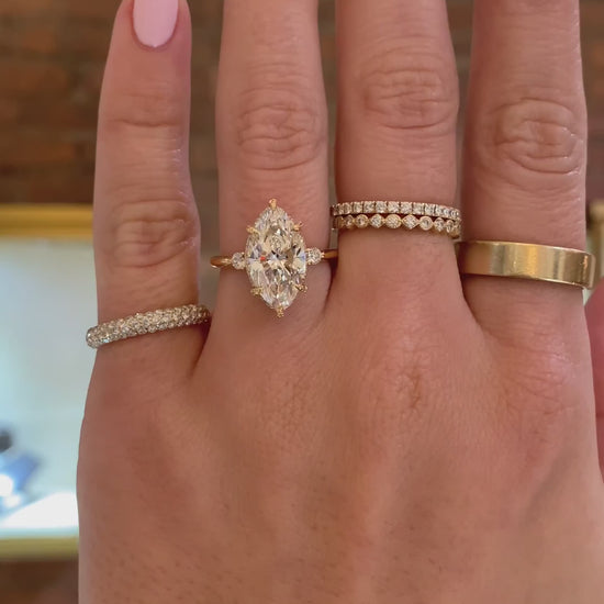 caption:Shown with 3ct marquise in 18k yellow gold 