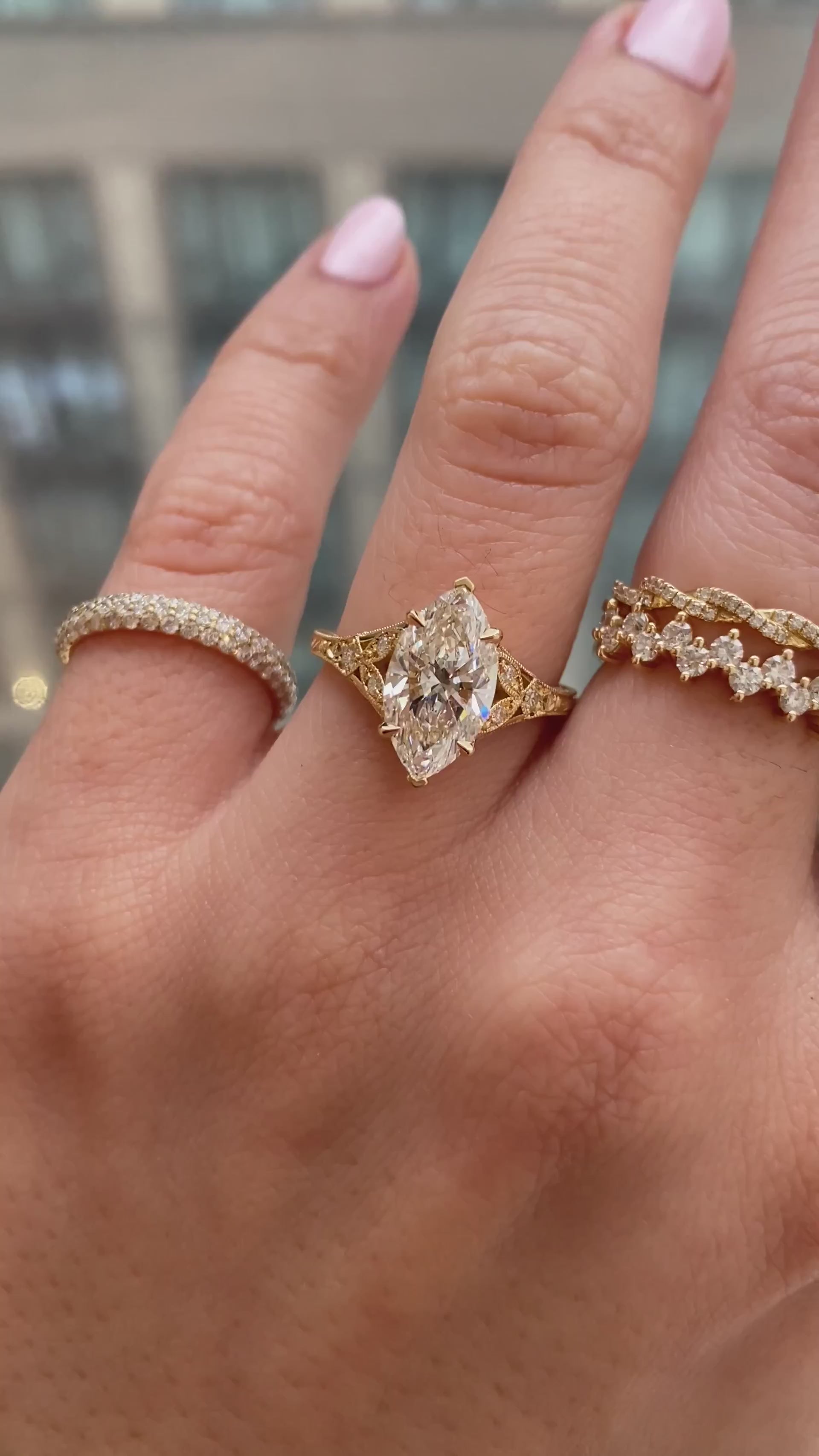 caption:Shown with 2ct marquise in 18k yellow gold