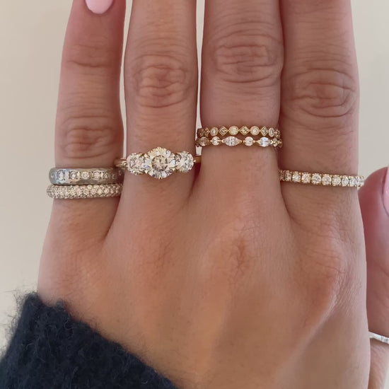 caption:Shown with 1ct center stone in 14k yellow gold 