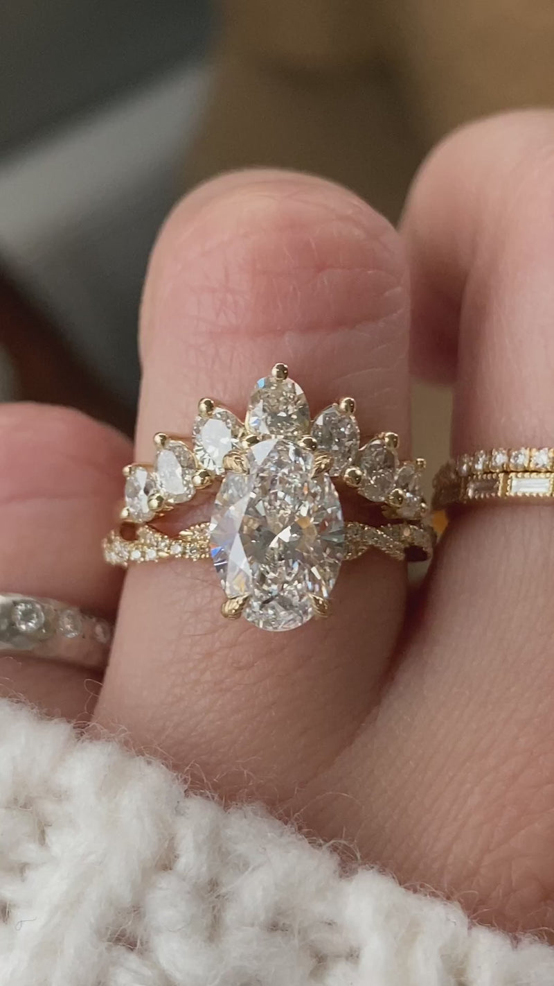 caption:Paired with Melody engagement ring in 14k yellow gold