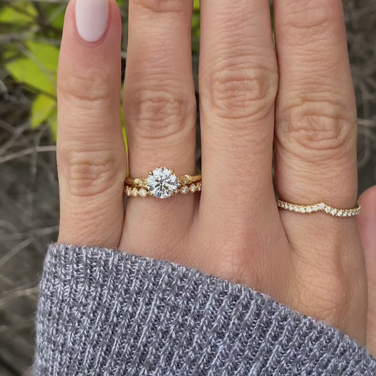 caption:Stacked with 1ct round cut Emma engagement ring