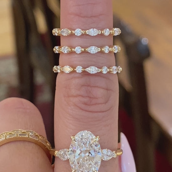 caption: Shown in halfway, 3/4 way and eternity diamond coverage