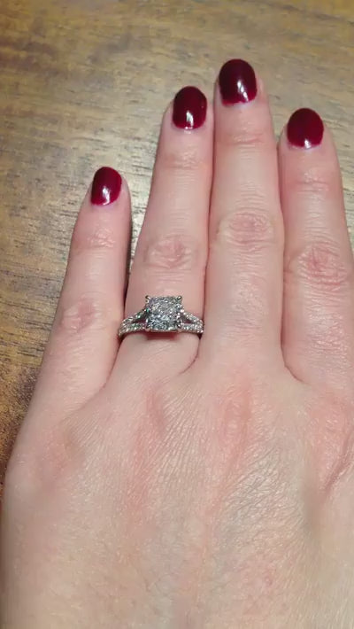 caption:Shown with 2ct radiant cut diamond in platinum