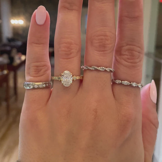 caption:Shown with 1.5ct oval in 14k yellow gold