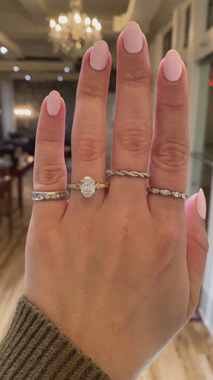 caption:Shown with 1.5ct oval in 14k yellow gold