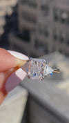caption:Shown with 2.2ct radiant cut white diamond in mixed metal setting
