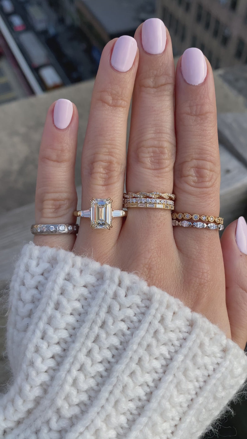 caption:Shown with 3.5ct emerald cut diamond in 14k yellow gold