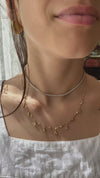 caption:Shown in 2mm width, stacked with Posie necklace