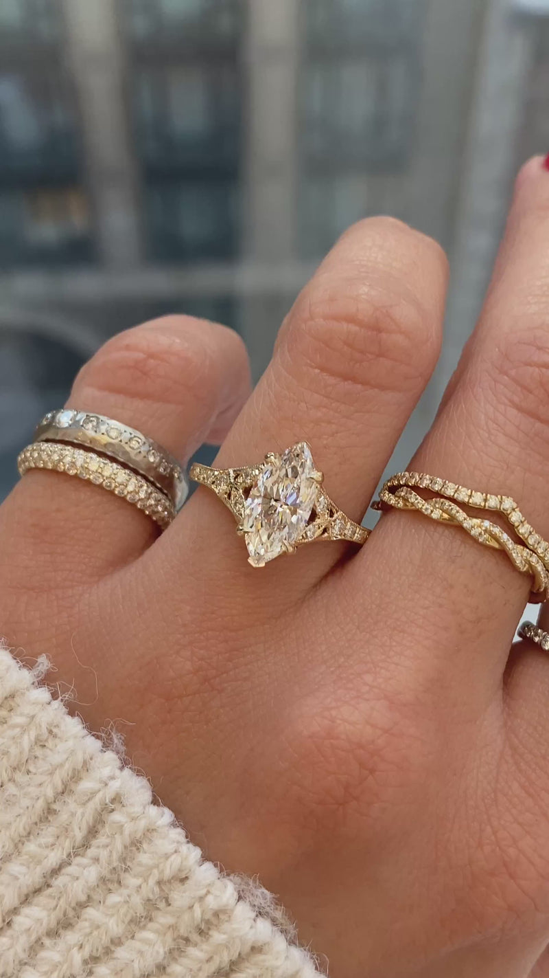 caption:Shown with 1.5ct marquise diamond in 14k yellow gold