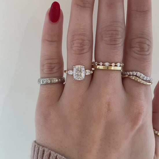 caption:Shown with 2ct cushion cut in 14k yellow gold & platinum setting