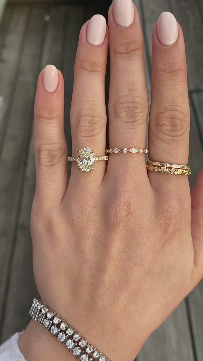 caption:Shown with 2ct oval in 14k yellow gold 