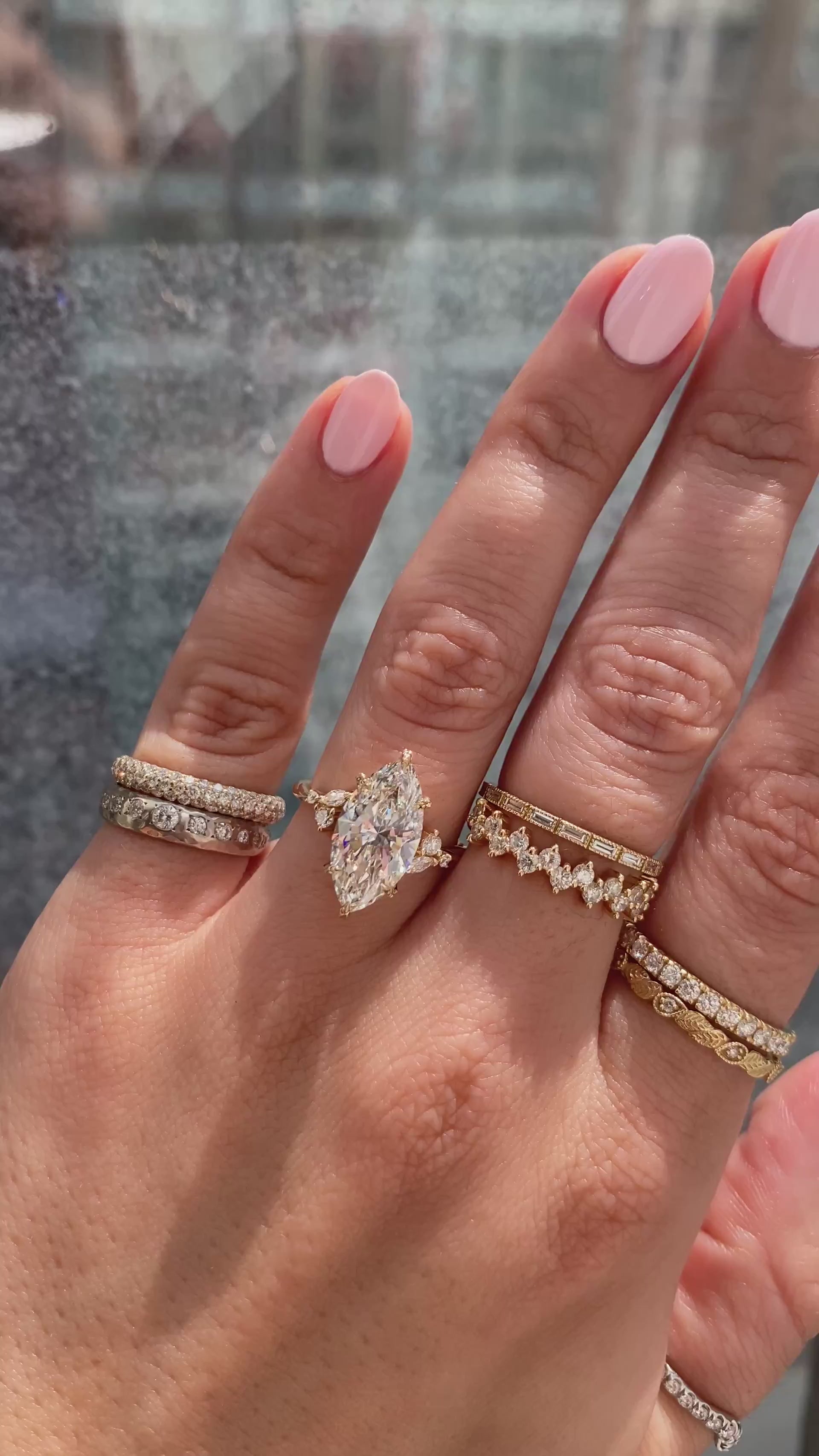 caption:Shown with 3.5ct marquise in 14k yellow gold