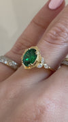 caption:Shown with 1.3ct oval emerald in 14k yellow gold