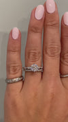 caption:Stacked with Naldis engagement ring in platinum