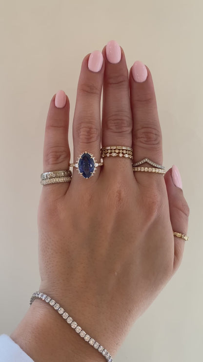 caption:Shown with blue sapphire marquise in 14k yellow gold 