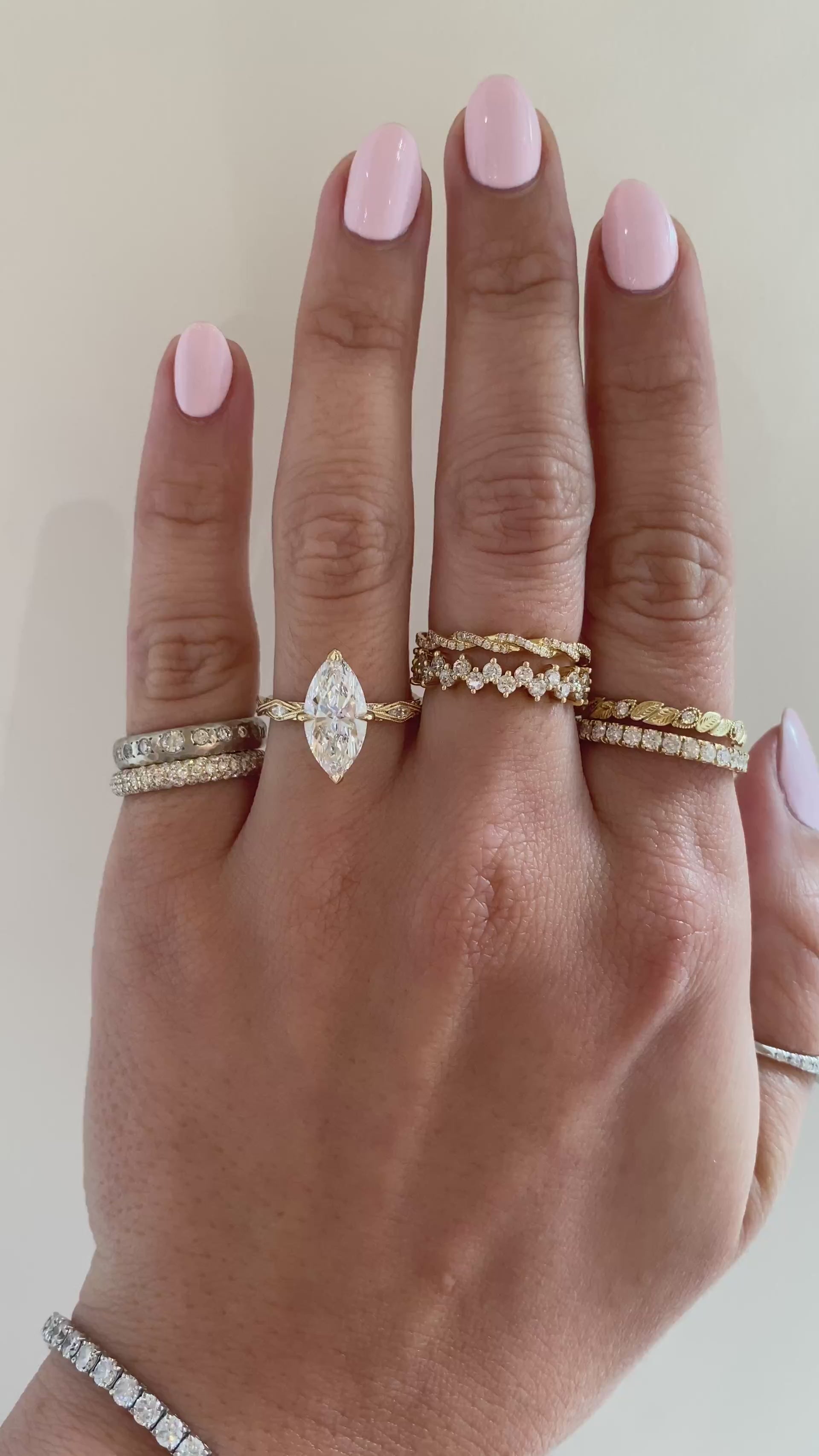 caption:Shown with 2ct marquise diamond in 14k yellow gold