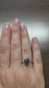 caption:Shown with pear grey diamond in platinum