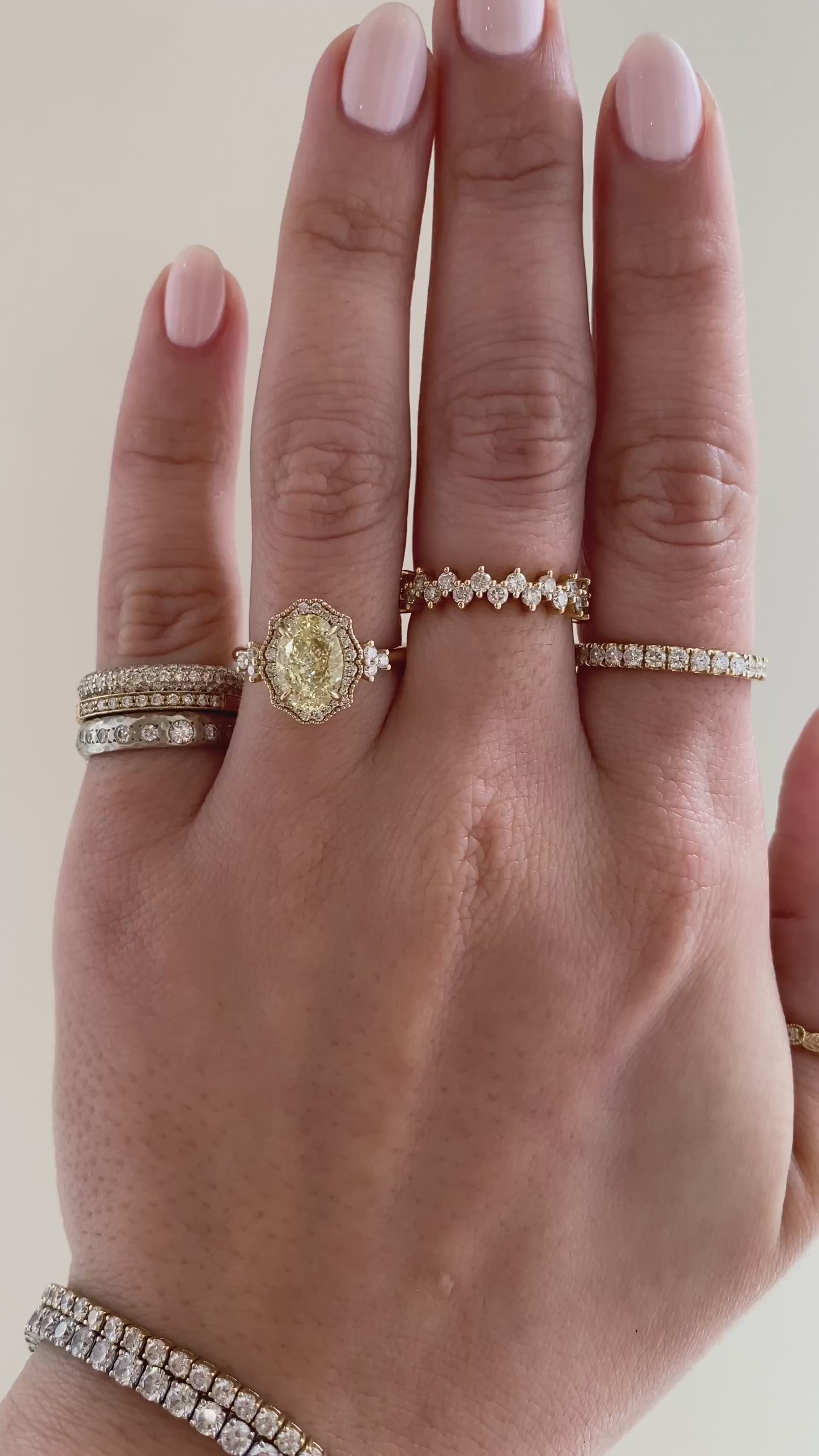 caption:Shown with 2ct fancy yellow oval in 14k yellow gold