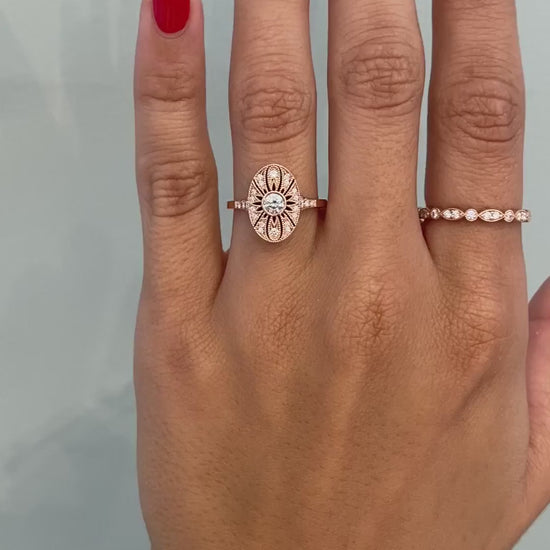 caption:Shown with oval setting in rose gold