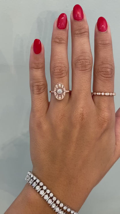 caption:Shown with oval setting in rose gold