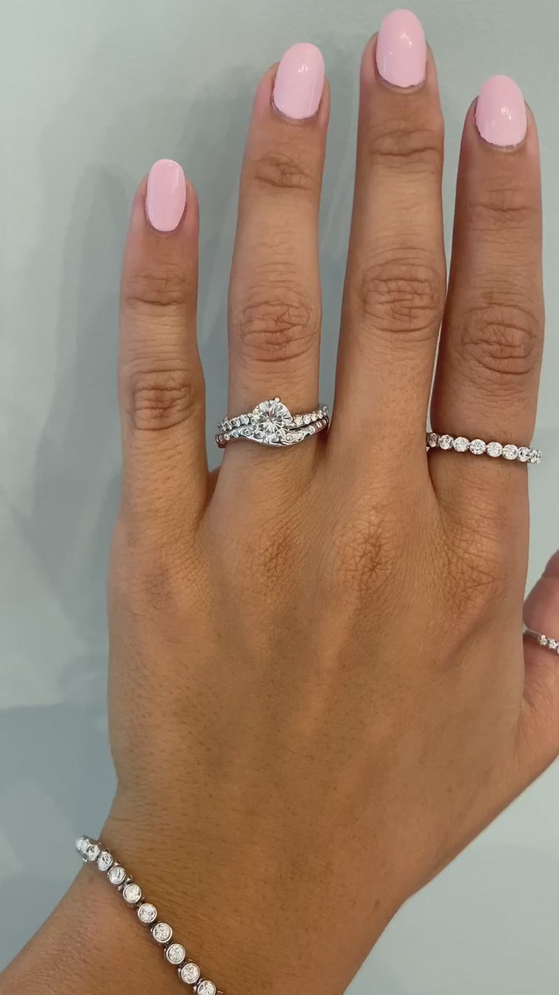 caption:Stacked with custom Sati wedding band in platinum