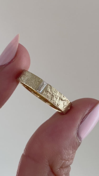 caption:Shown in 14k yellow gold with a brushed finish