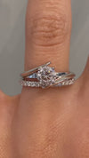 caption:Stacked with Bella 2mm wedding band in platinum