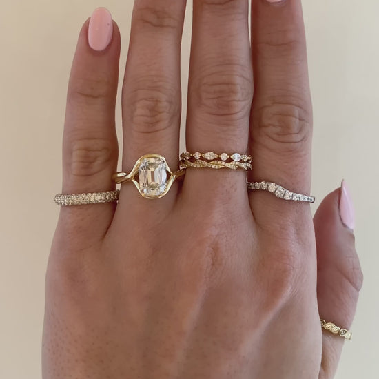 caption:Shown with a 3ct Old Mine in 14k yellow gold 