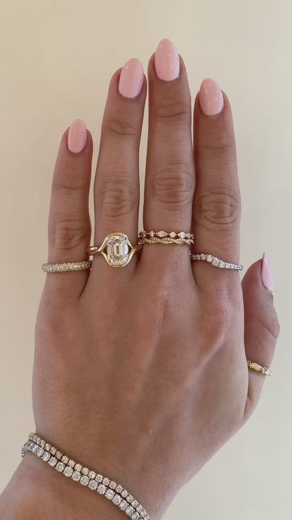 caption:Shown with a 3ct Old Mine in 14k yellow gold 