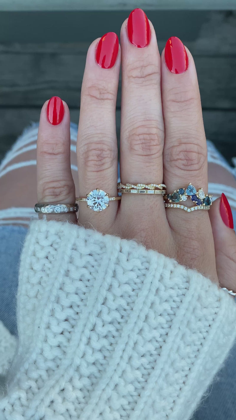 caption:Shown with 2ct round cut in 14k yellow gold