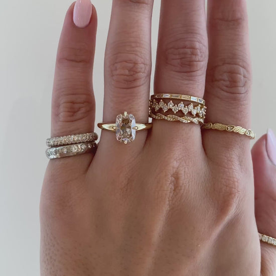 caption:Shown with 2ct Fancy Light Brown Old Mine Cut in 14k yellow gold 