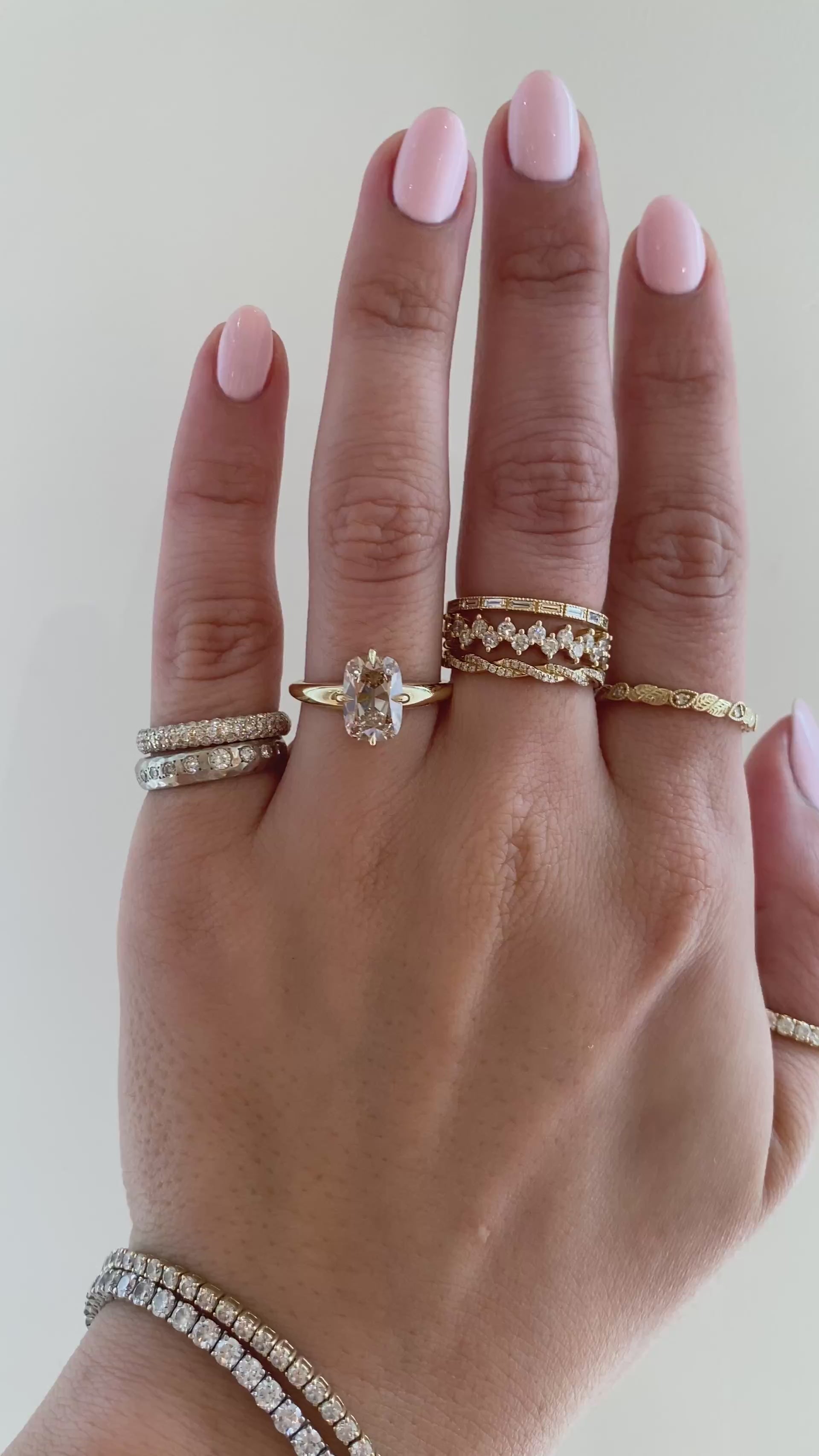 caption:Shown with 2ct Fancy Light Brown Old Mine Cut in 14k yellow gold 