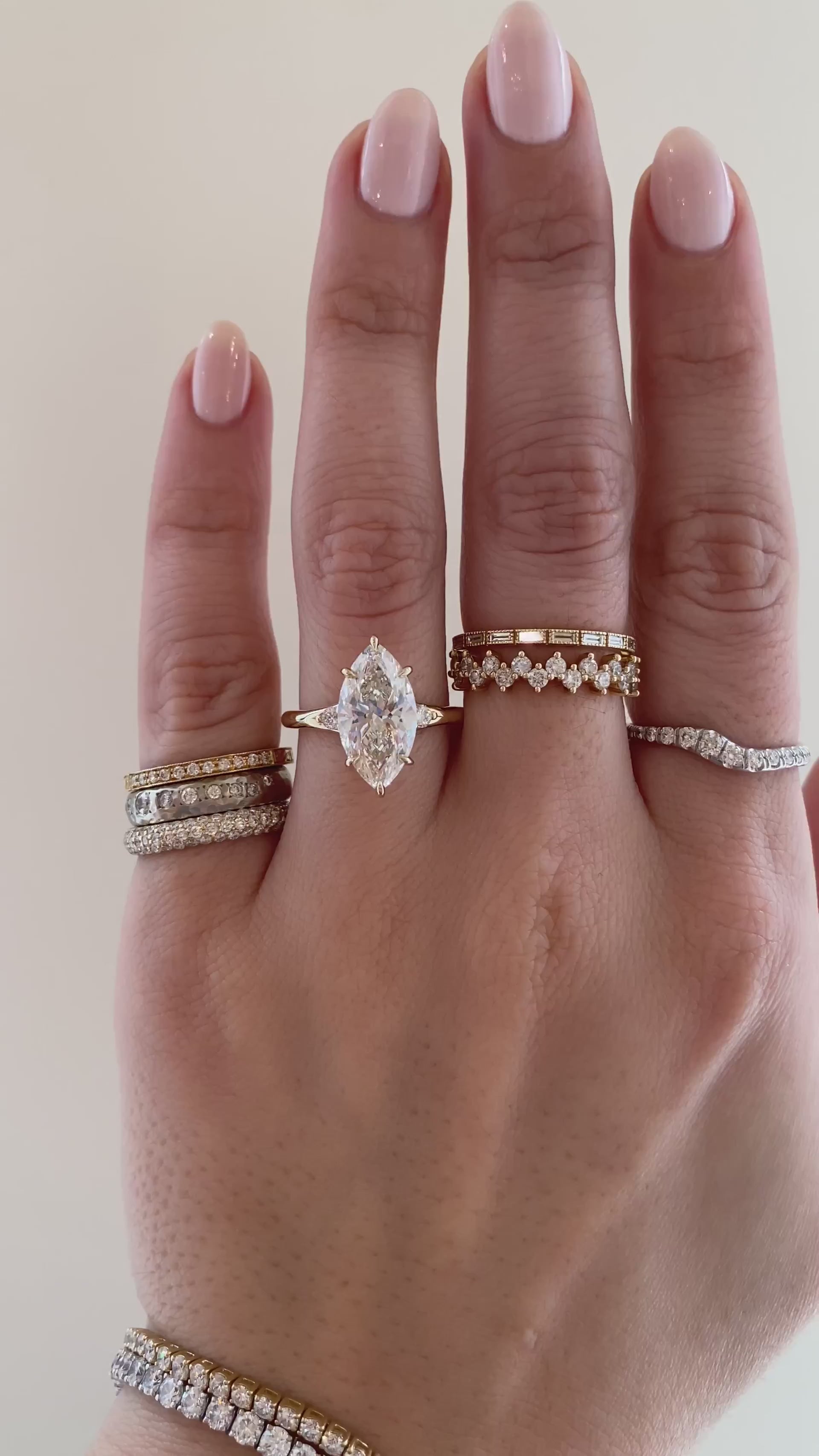 caption:Shown with 3ct marquise in 14k yellow gold