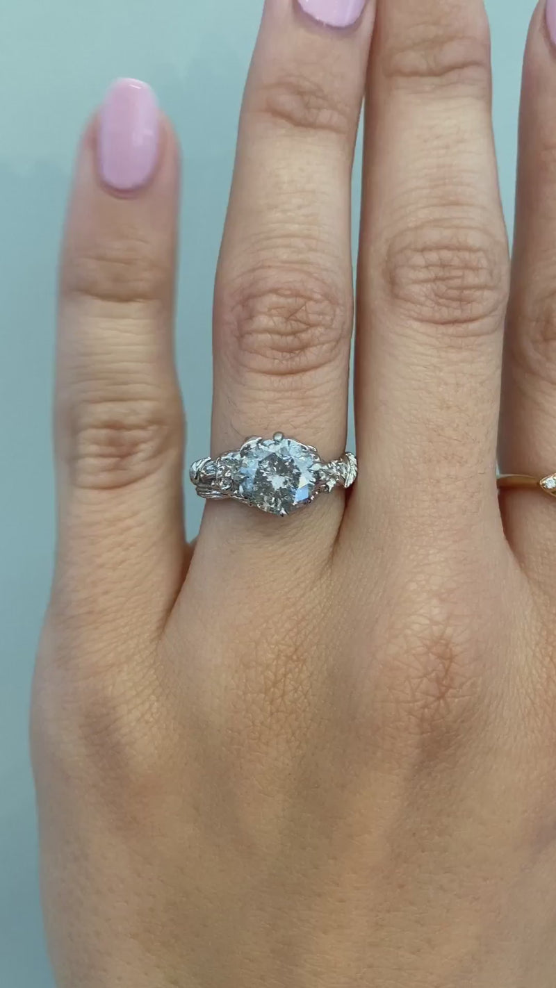 caption:Shown with 2ct round grey diamond in platinum