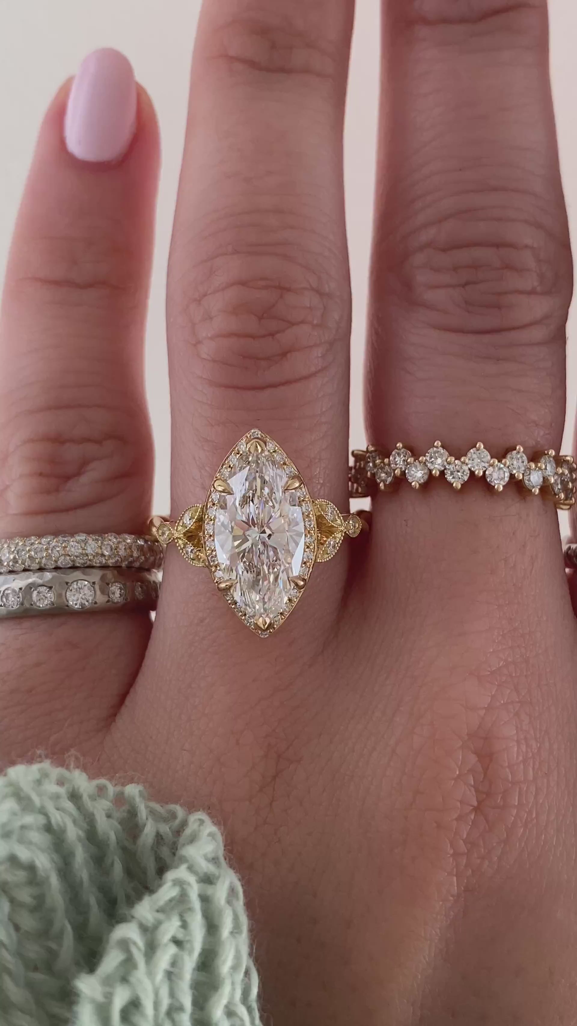 caption:Shown with 2.7ct marquise in 18k yellow gold 