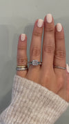 caption:Stacked with Tess wedding band in platinum