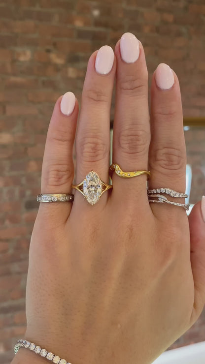 caption:Shown with 3ct marquise in 18k yellow gold 