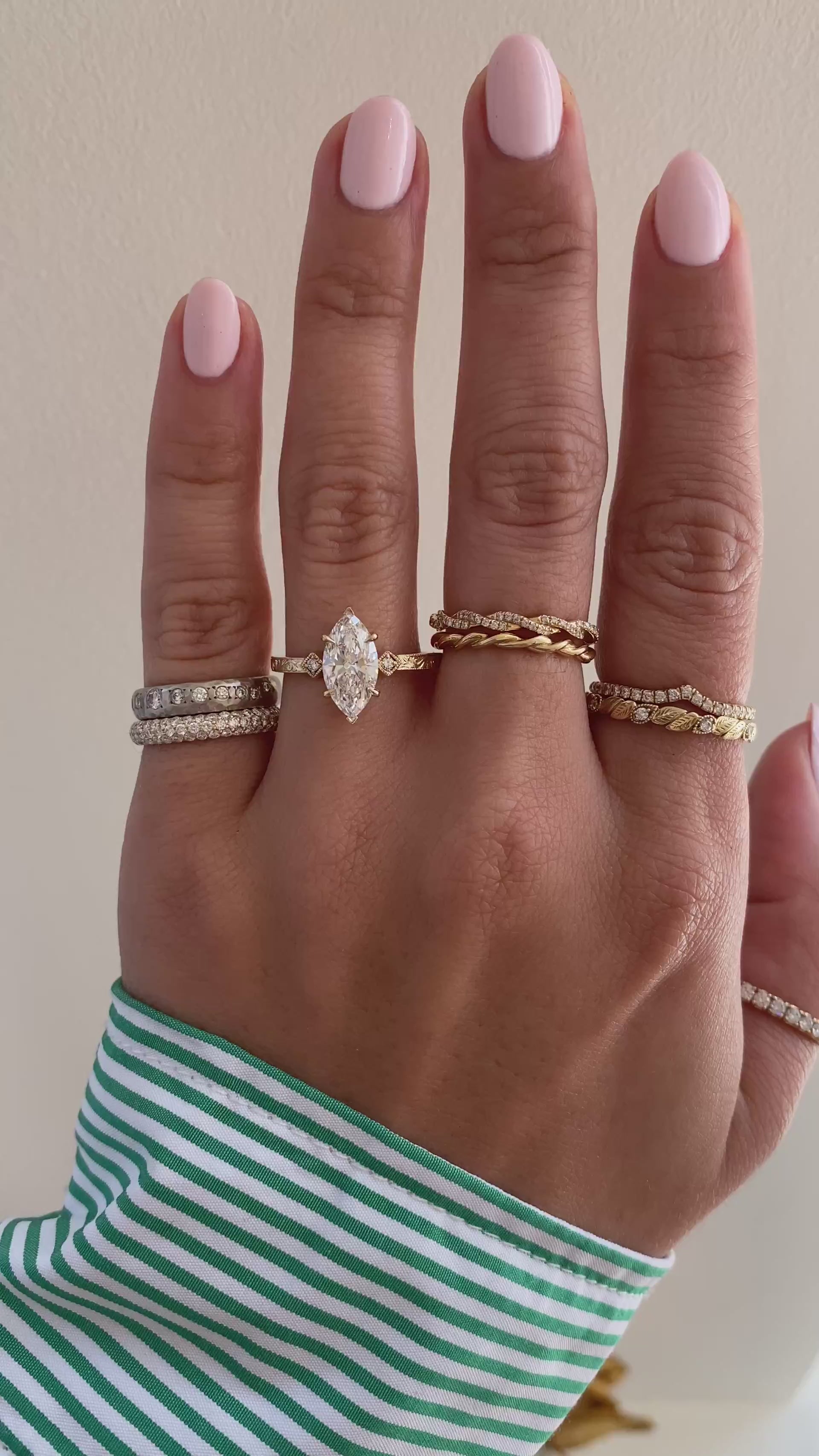 caption:Shown with 1.50ct marquise diamond in 14k yellow gold