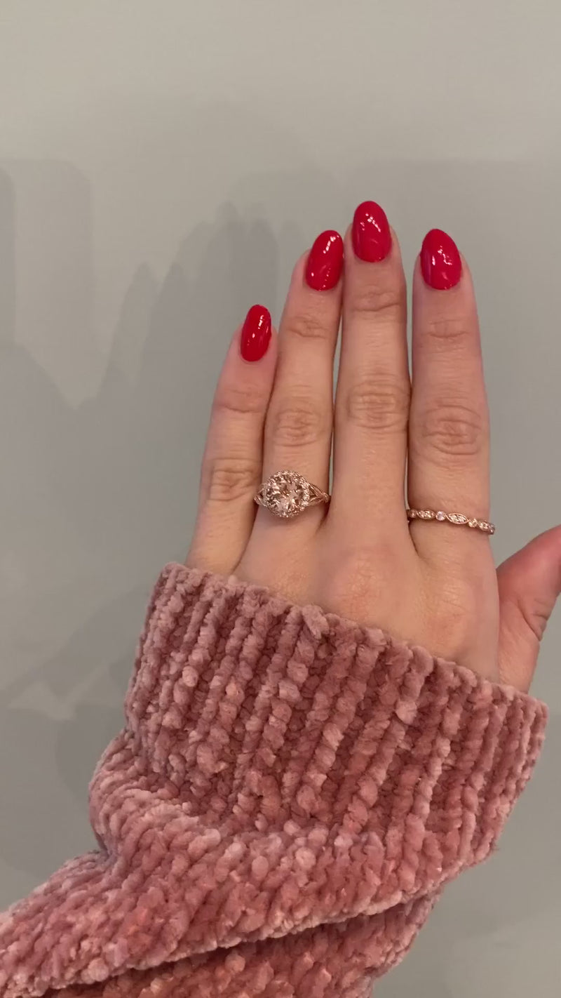 caption:Customized with 2.50ct round morganite in 14k rose gold