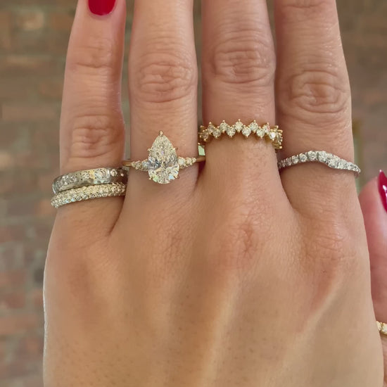 caption:Shown with 1.7ct Pear in 14k yellow gold 
