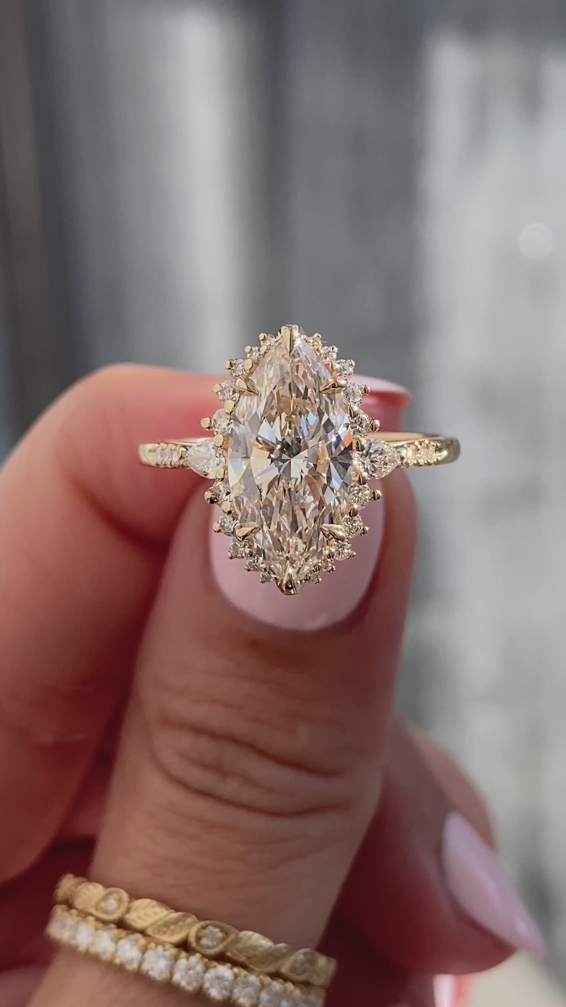 caption:Shown with 2.5ct marquise in 14k yellow gold 
