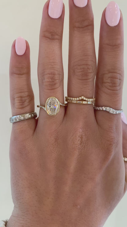 caption:Shown with 2ct oval in 14k yellow gold 