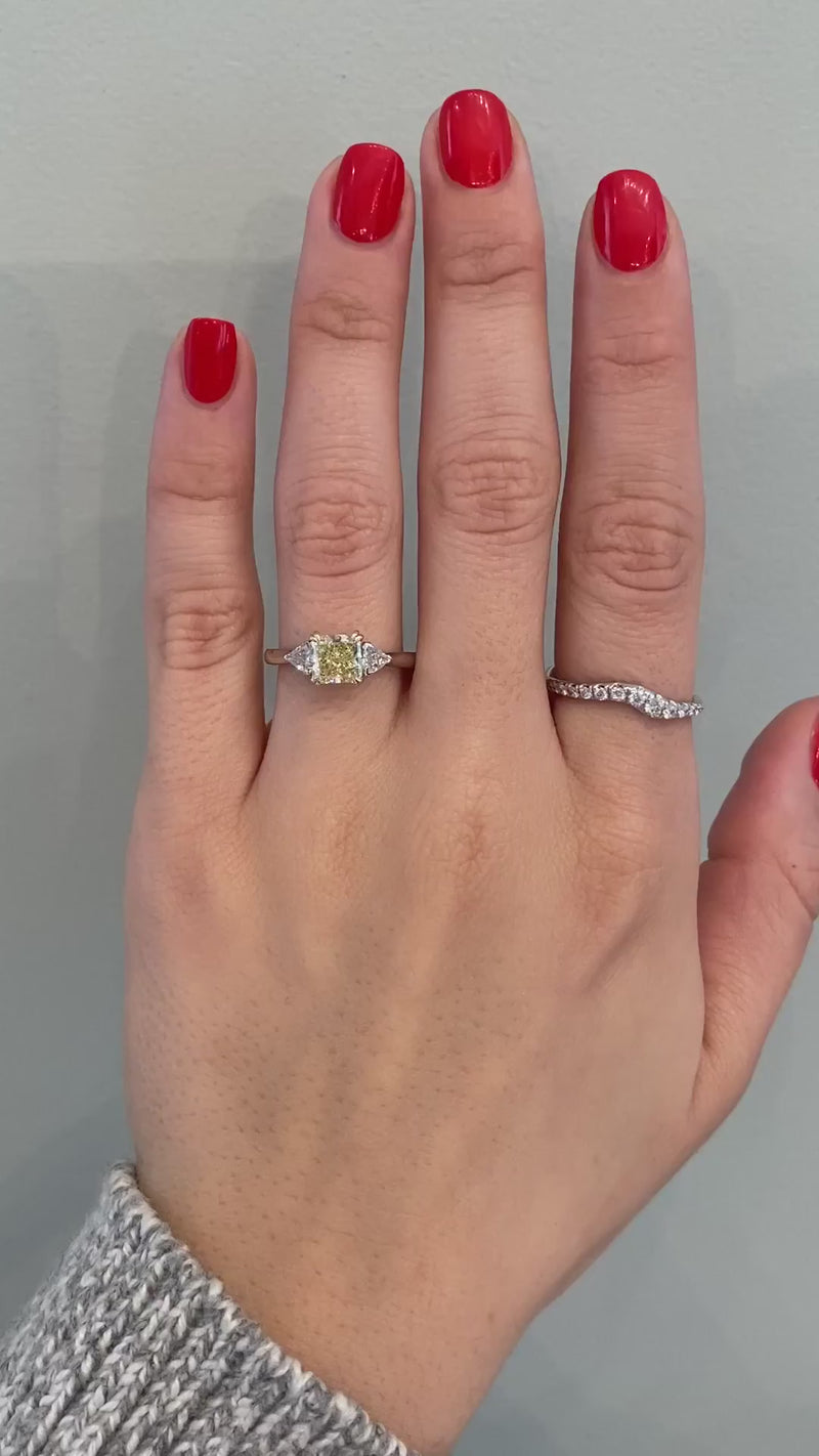 caption:Shown with 1ct yellow radiant cut diamond in mixed metal setting