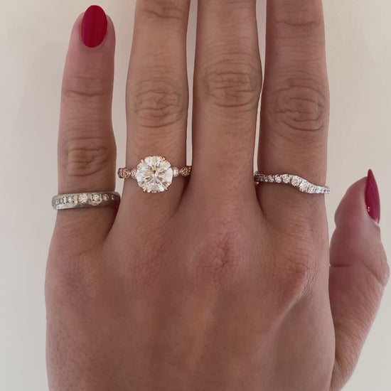 caption:Shown with 2.5ct round diamond in 14k rose gold